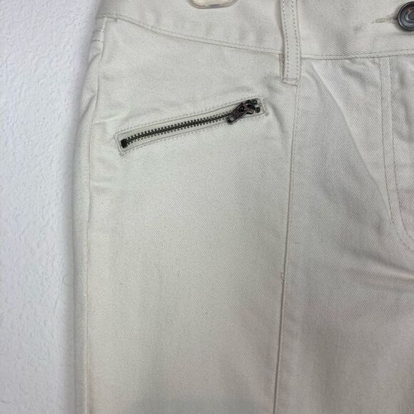 LOFT NWT cream pants w/zipper pockets and unfinished hem chic for season - Picture 5 of 11